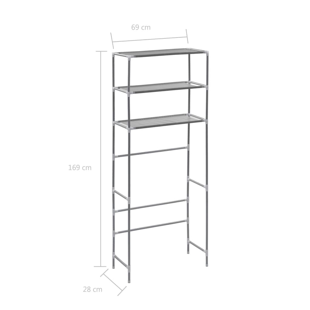 3-Tier Storage Rack Over Laundry Machine Silver - In Laundry Room