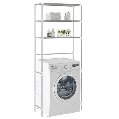 3-Tier Storage Rack Over Laundry Machine Silver - Front View