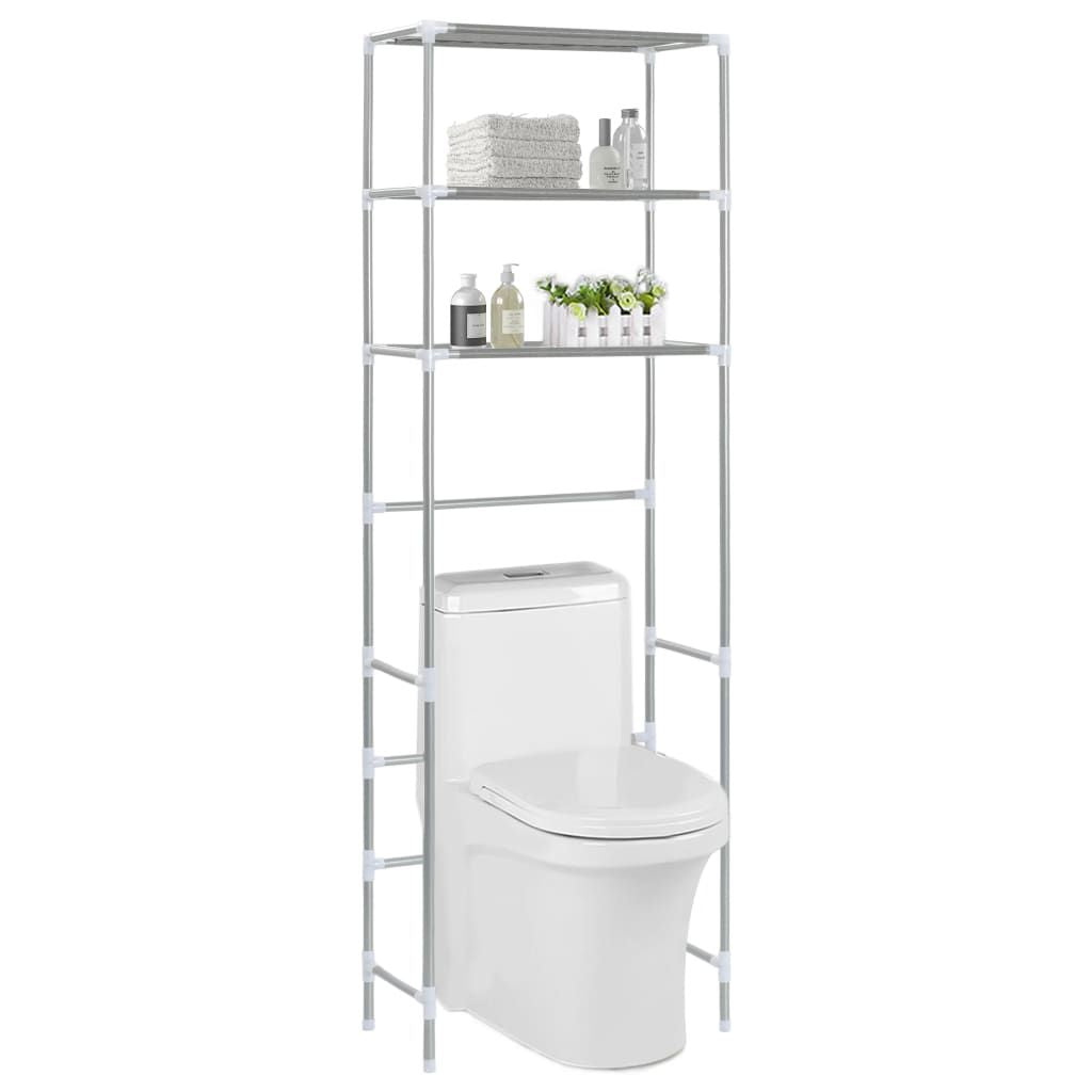 3-Tier Over Toilet Storage Rack Silver - Full View