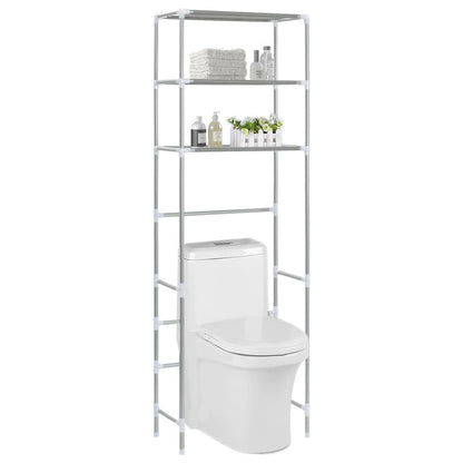 3-Tier Over Toilet Storage Rack Silver - Full View