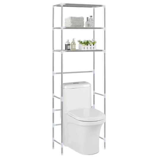 3-Tier Over Toilet Storage Rack Silver - Full View
