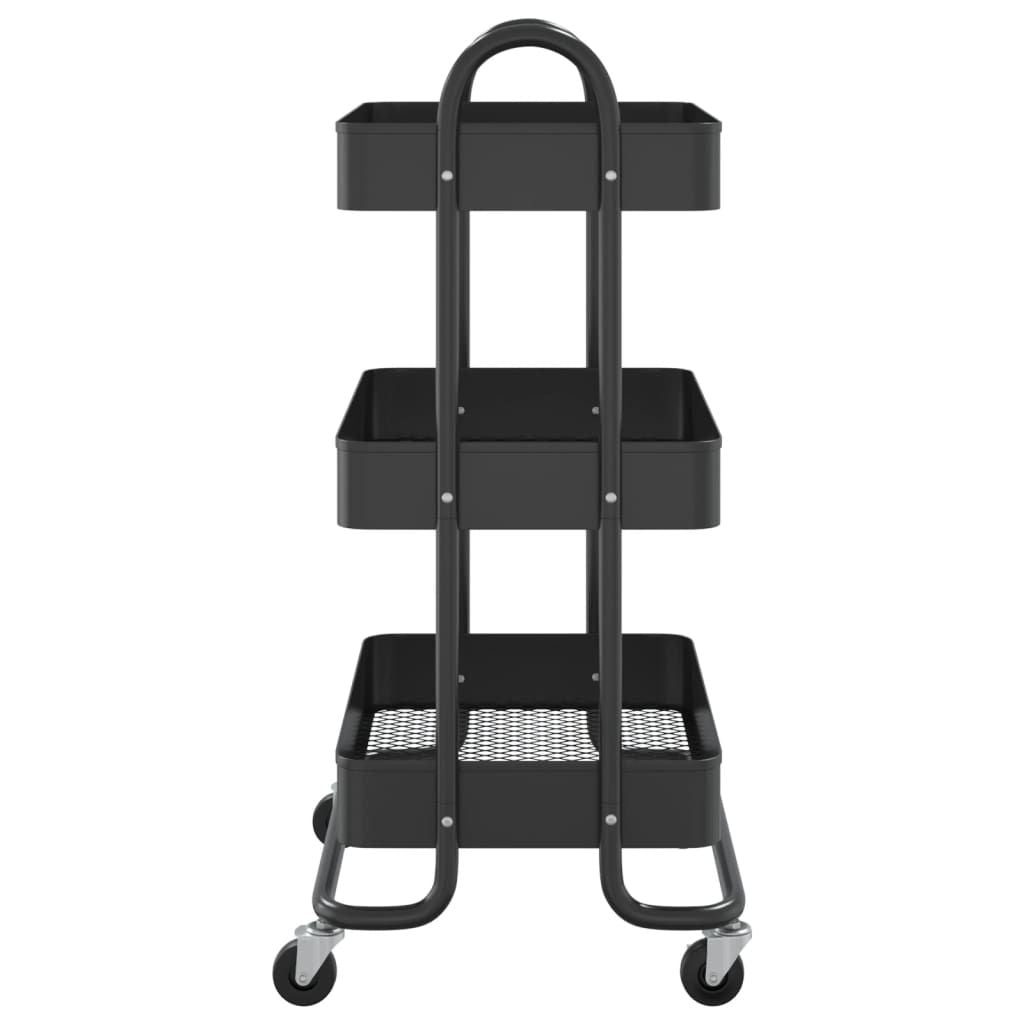 3-Tier Trolley Black 16.9"x13.4"x31.1" Steel image 4