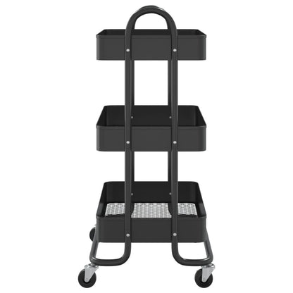 3-Tier Trolley Black 16.9"x13.4"x31.1" Steel image 4