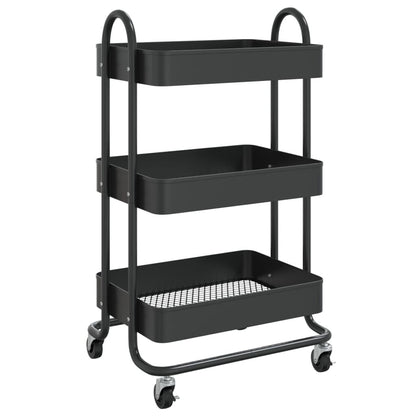 3-Tier Trolley Black 16.9"x13.4"x31.1" Steel image 2