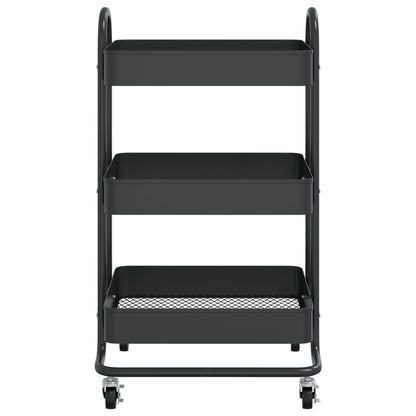 3-Tier Trolley Black 16.9"x13.4"x31.1" Steel image 3