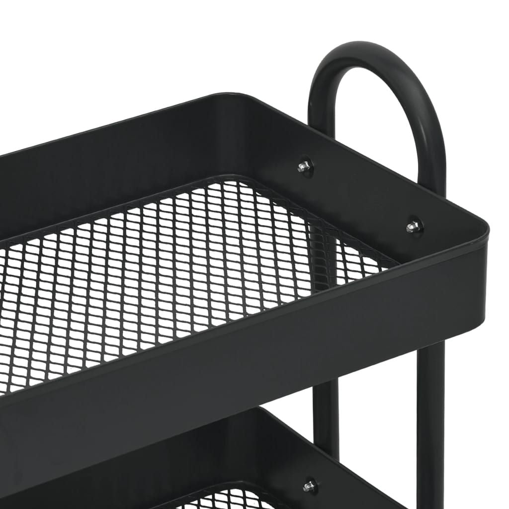 3-Tier Trolley Black 16.9"x13.4"x31.1" Steel image 5
