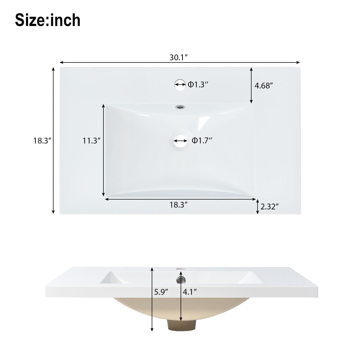 30" Bathroom vanity Set with Sink, Combo Cabinet, Bathroom Storage Cabinet, Solid Wood Legs(The same with SV000008AAB-1) image 9