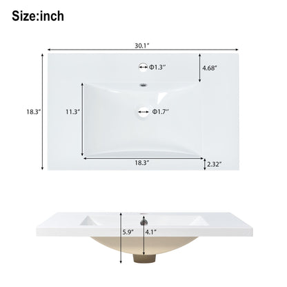 30" Bathroom vanity Set with Sink, Combo Cabinet, Bathroom Storage Cabinet, Solid Wood Legs(The same with SV000008AAB-1) image 9