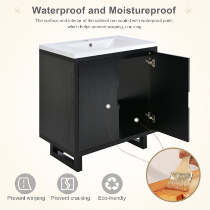 30" Bathroom vanity Set with Sink, Combo Cabinet, Bathroom Storage Cabinet, Solid Wood Legs(The same with SV000008AAB-1) image 6