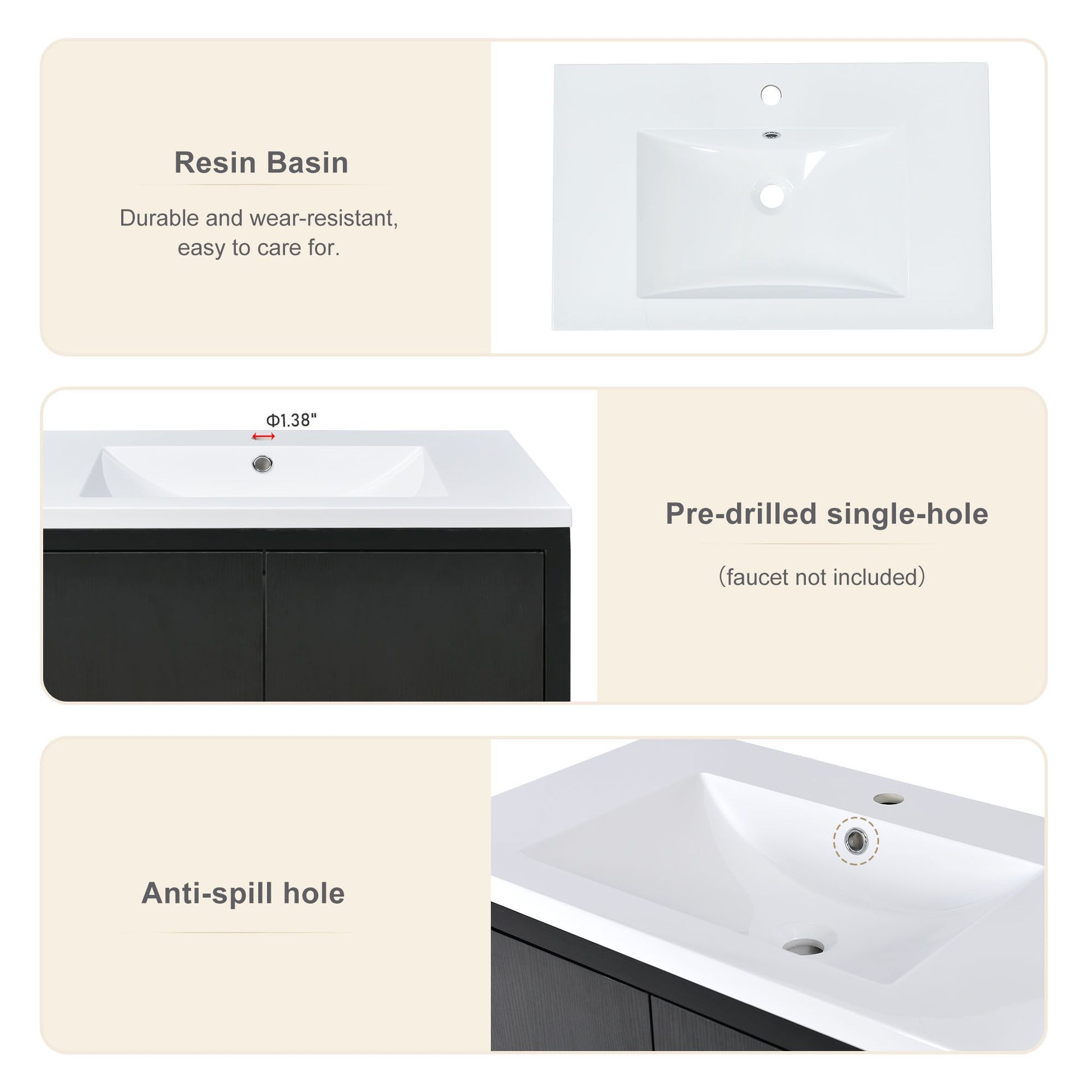 30" Bathroom vanity Set with Sink, Combo Cabinet, Bathroom Storage Cabinet, Solid Wood Legs(The same with SV000008AAB-1) image 7