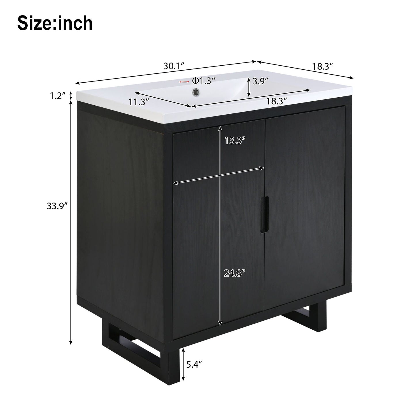 30" Bathroom vanity Set with Sink, Combo Cabinet, Bathroom Storage Cabinet, Solid Wood Legs(The same with SV000008AAB-1) image 8
