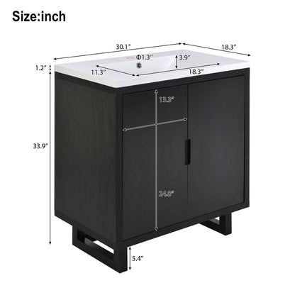 30" Bathroom vanity Set with Sink, Combo Cabinet, Bathroom Storage Cabinet, Solid Wood Legs(The same with SV000008AAB-1) image 8