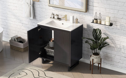 30" Bathroom vanity Set with Sink, Combo Cabinet, Bathroom Storage Cabinet, Solid Wood Legs(The same with SV000008AAB-1) image 3