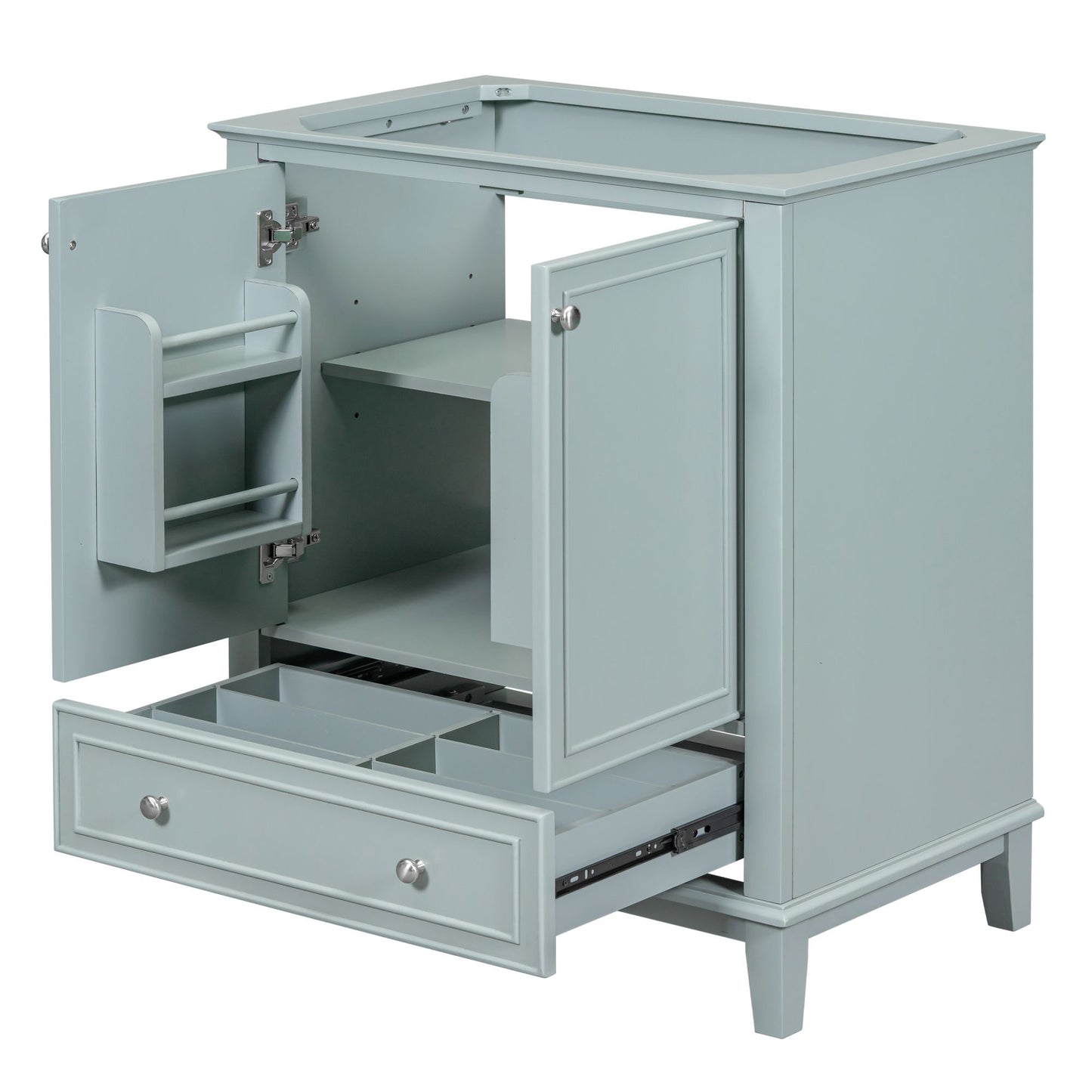 30" Bathroom Vanity without Sink, Base Only, Multi-functional Bathroom Cabinet with Doors and Drawer, Solid Frame and MD image 1
