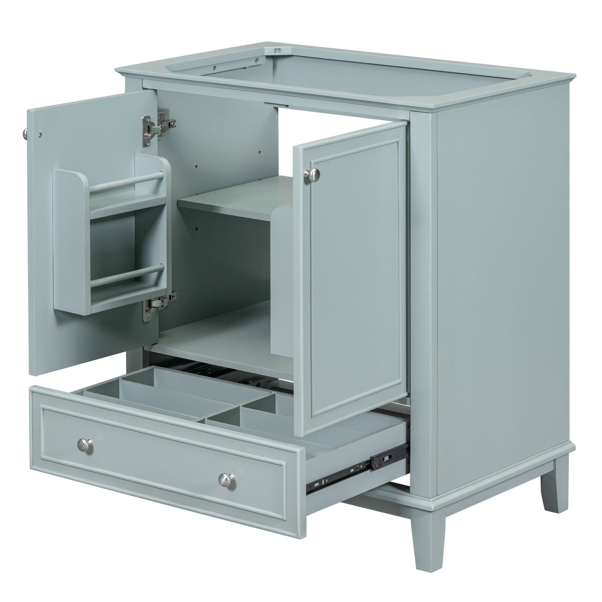 30" Bathroom Vanity without Sink, Base Only, Multi-functional Bathroom Cabinet with Doors and Drawer, Solid Frame and MD image 1