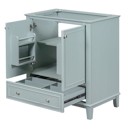 30" Bathroom Vanity without Sink, Base Only, Multi-functional Bathroom Cabinet with Doors and Drawer, Solid Frame and MD image 1