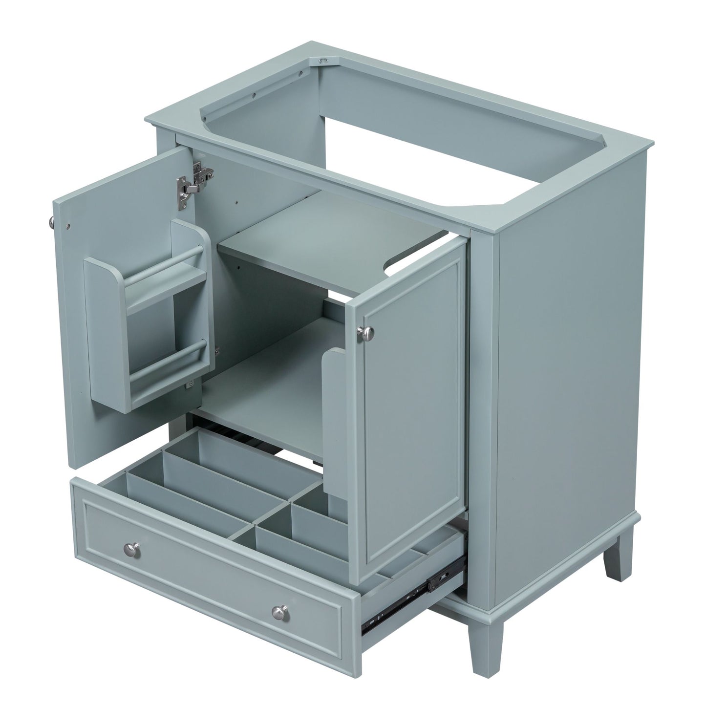 30" Bathroom Vanity without Sink, Base Only, Multi-functional Bathroom Cabinet with Doors and Drawer, Solid Frame and MD image 12