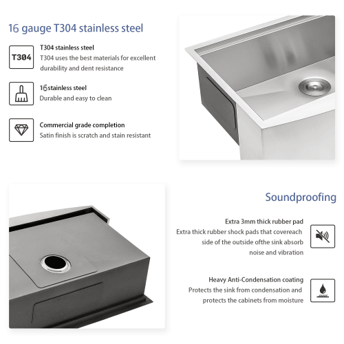 30 Farmhouse Sink Workstation - 30*21*9 Inch Kitchen Sink Stainless Steel 16 gauge Apron Front Kitchen Sink image 5