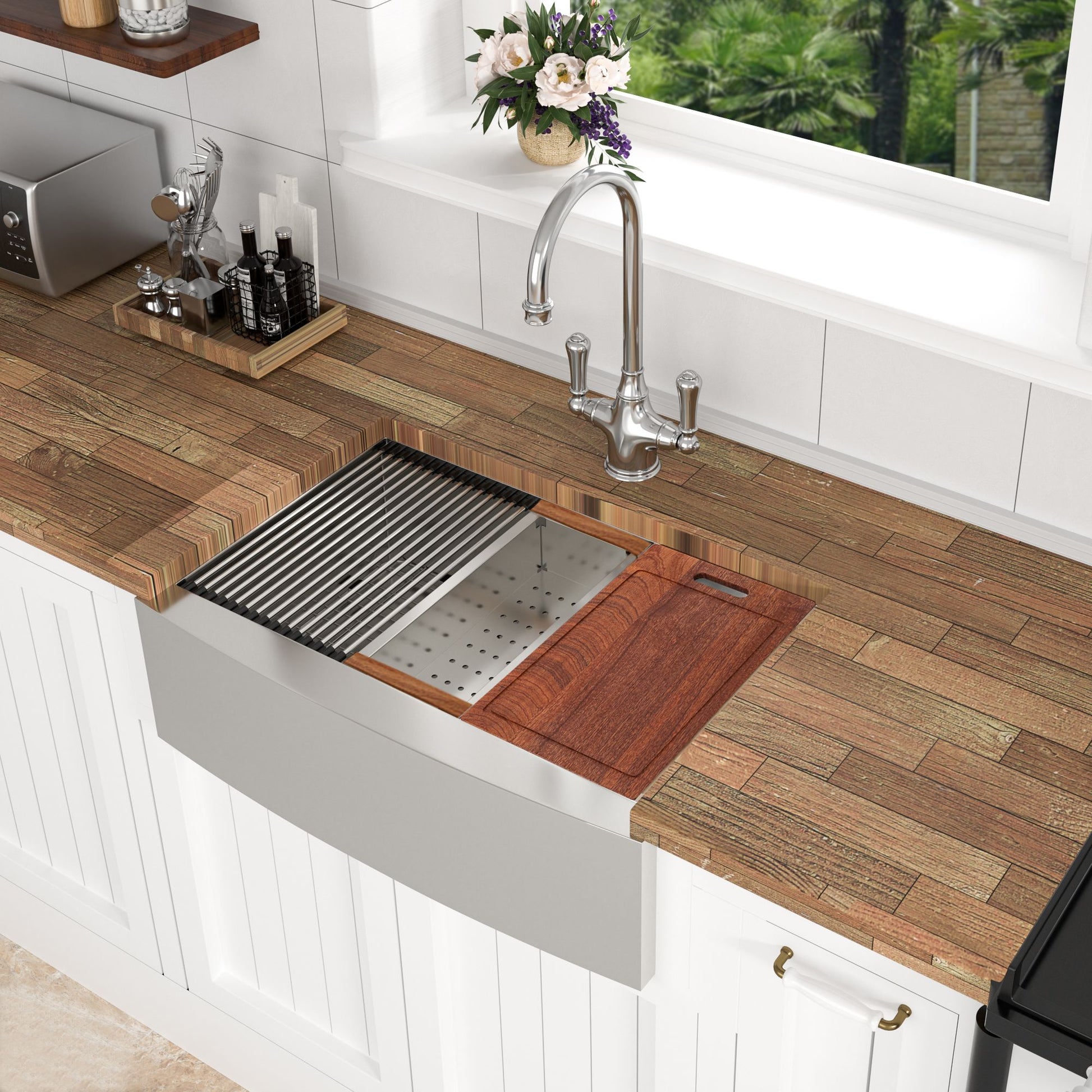30 Farmhouse Sink Workstation - 30*21*9 Inch Kitchen Sink Stainless Steel 16 gauge Apron Front Kitchen Sink image 2