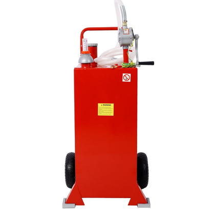 30 Gallon Gas Caddy With Wheels, Fuel Transfer Tank Gasoline Diesel Can Reversible Rotary Hand Siphon Pump, Fuel Storage image 1