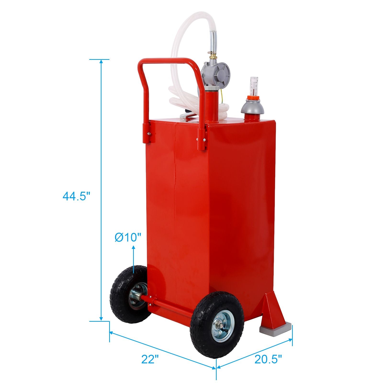 30 Gallon Gas Caddy With Wheels, Fuel Transfer Tank Gasoline Diesel Can Reversible Rotary Hand Siphon Pump, Fuel Storage image 7
