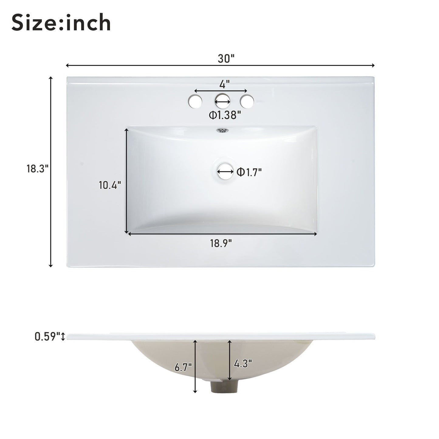 30" Gray Bathroom Vanity with Single Sink, Combo Cabinet Undermount Sink, Bathroom Storage Cabinet with 2 Doors and a Dr image 9
