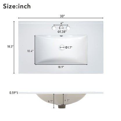 30" Gray Bathroom Vanity with Single Sink, Combo Cabinet Undermount Sink, Bathroom Storage Cabinet with 2 Doors and a Dr image 9