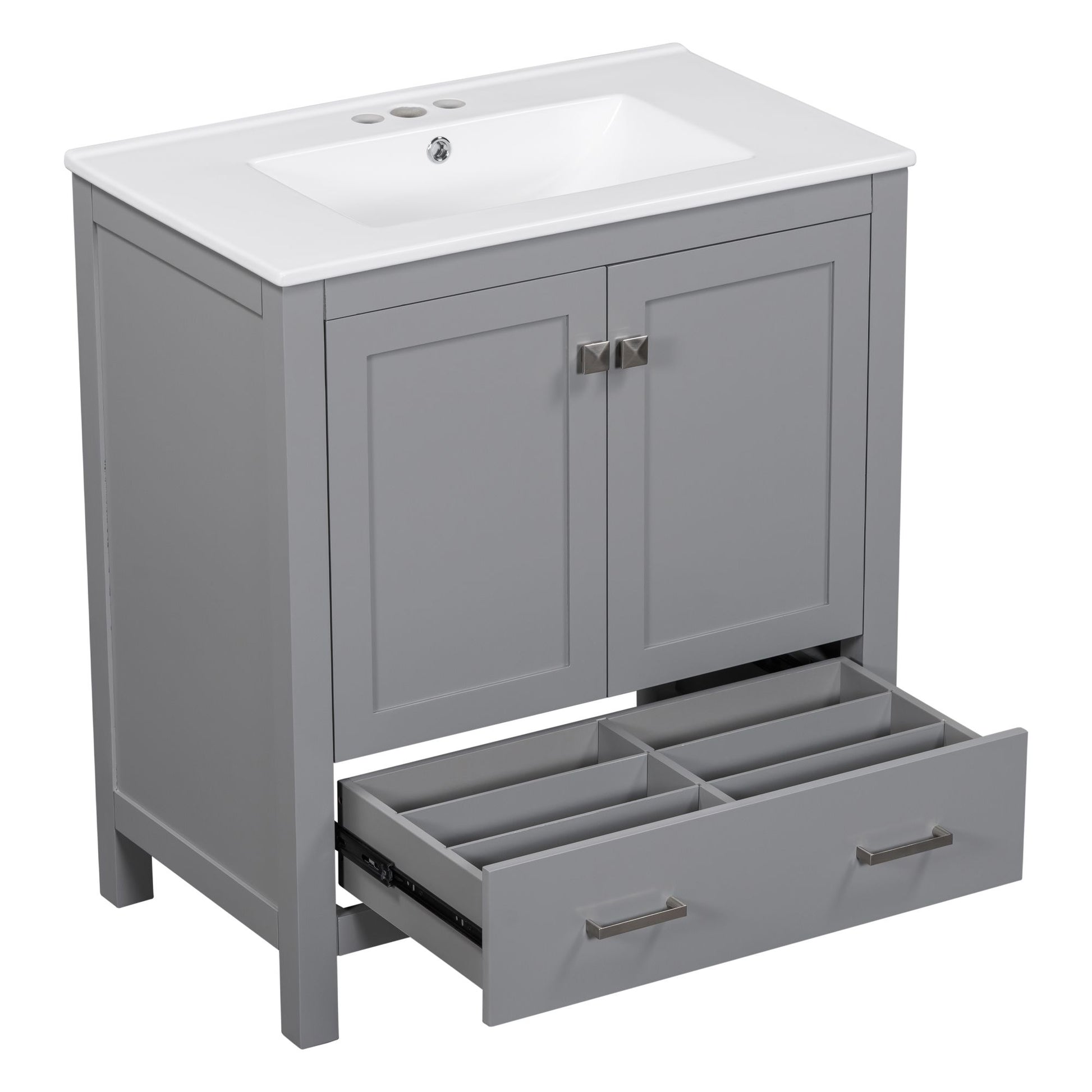 30" Gray Bathroom Vanity with Single Sink, Combo Cabinet Undermount Sink, Bathroom Storage Cabinet with 2 Doors and a Dr image 15