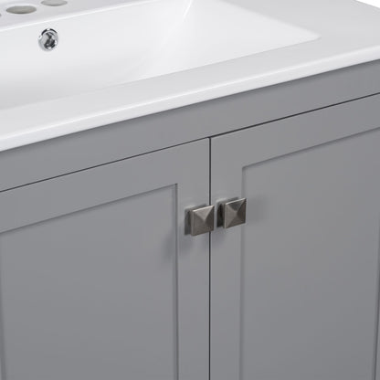 30" Gray Bathroom Vanity with Single Sink, Combo Cabinet Undermount Sink, Bathroom Storage Cabinet with 2 Doors and a Dr image 16