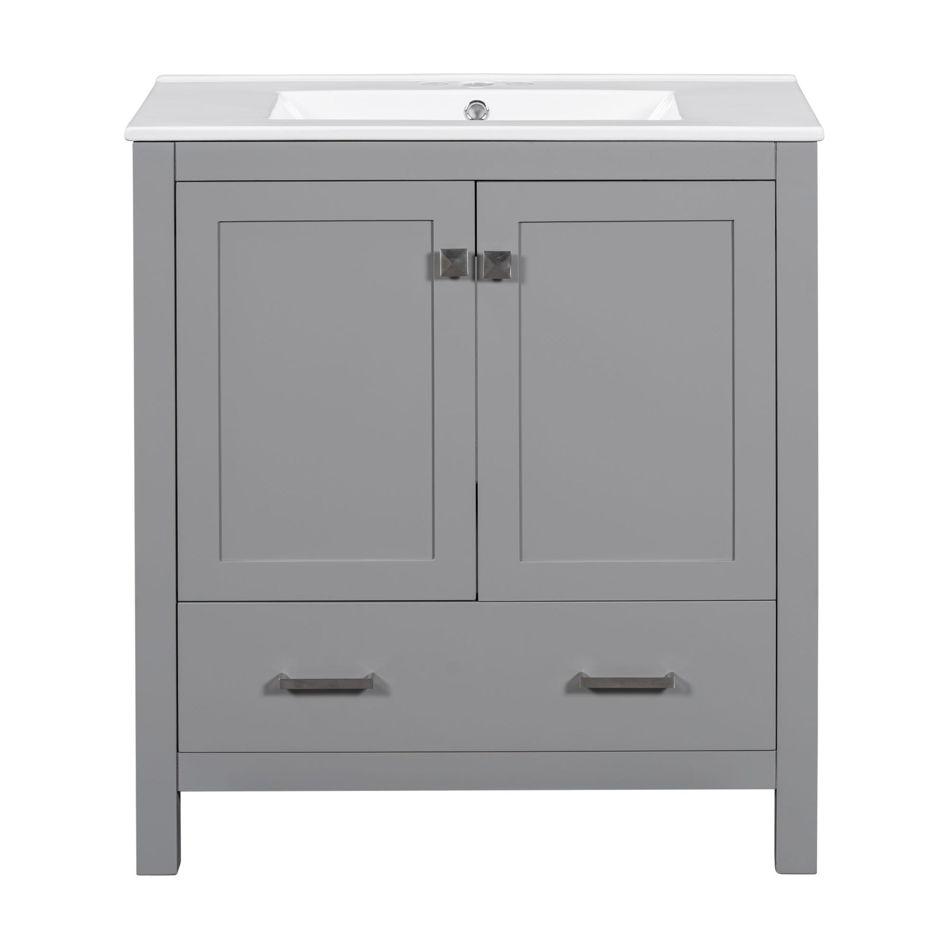 30" Gray Bathroom Vanity with Single Sink, Combo Cabinet Undermount Sink, Bathroom Storage Cabinet with 2 Doors and a Dr image 11