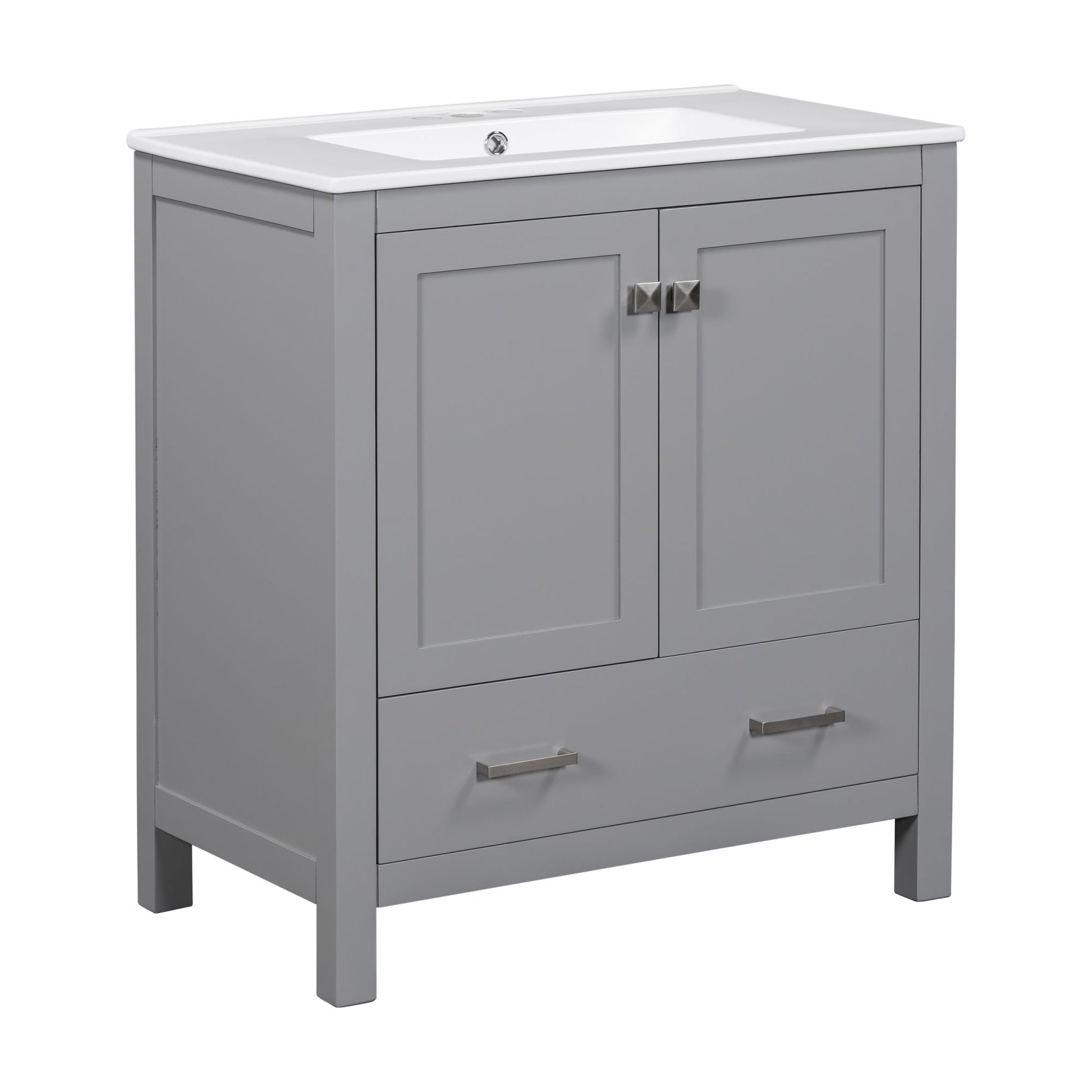 30" Gray Bathroom Vanity with Single Sink, Combo Cabinet Undermount Sink, Bathroom Storage Cabinet with 2 Doors and a Dr image 13
