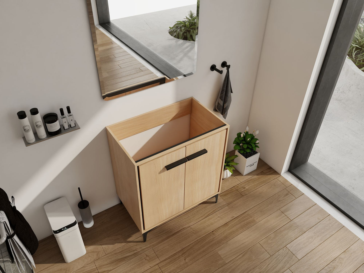 30 Inch(29 5/16'') Bathroom Vanity Base without basin, Storage Cabinet with Doors, engineering wood image 6