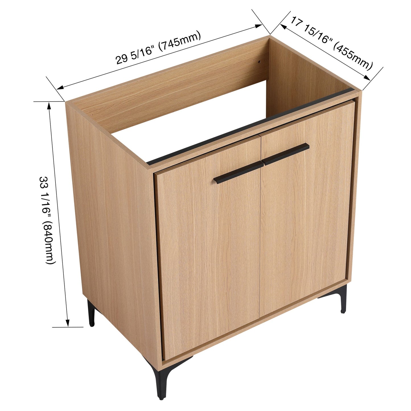 30 Inch(29 5/16'') Bathroom Vanity Base without basin, Storage Cabinet with Doors, engineering wood image 14