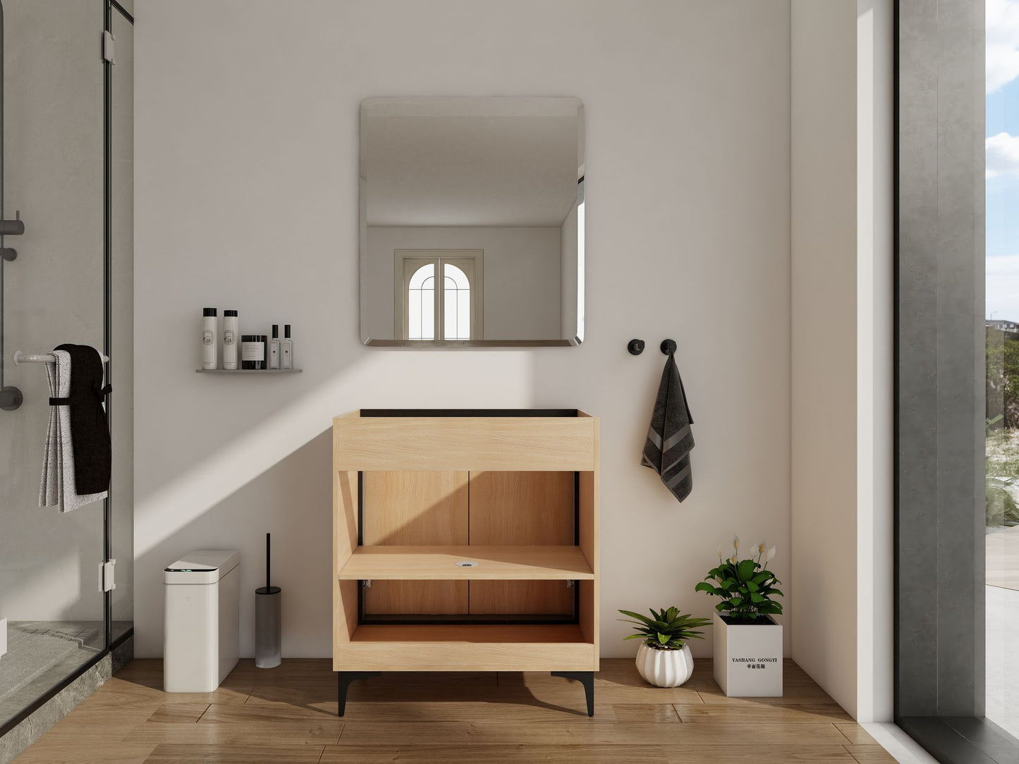 30 Inch(29 5/16'') Bathroom Vanity Base without basin, Storage Cabinet with Doors, engineering wood image 4