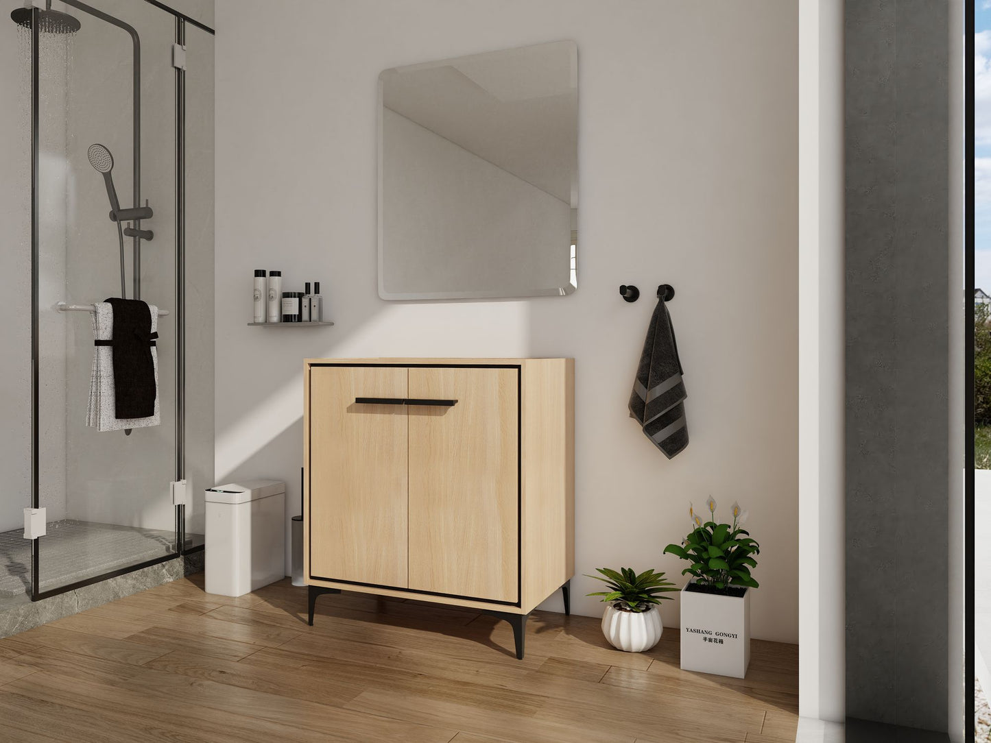 30 Inch(29 5/16'') Bathroom Vanity Base without basin, Storage Cabinet with Doors, engineering wood image 5