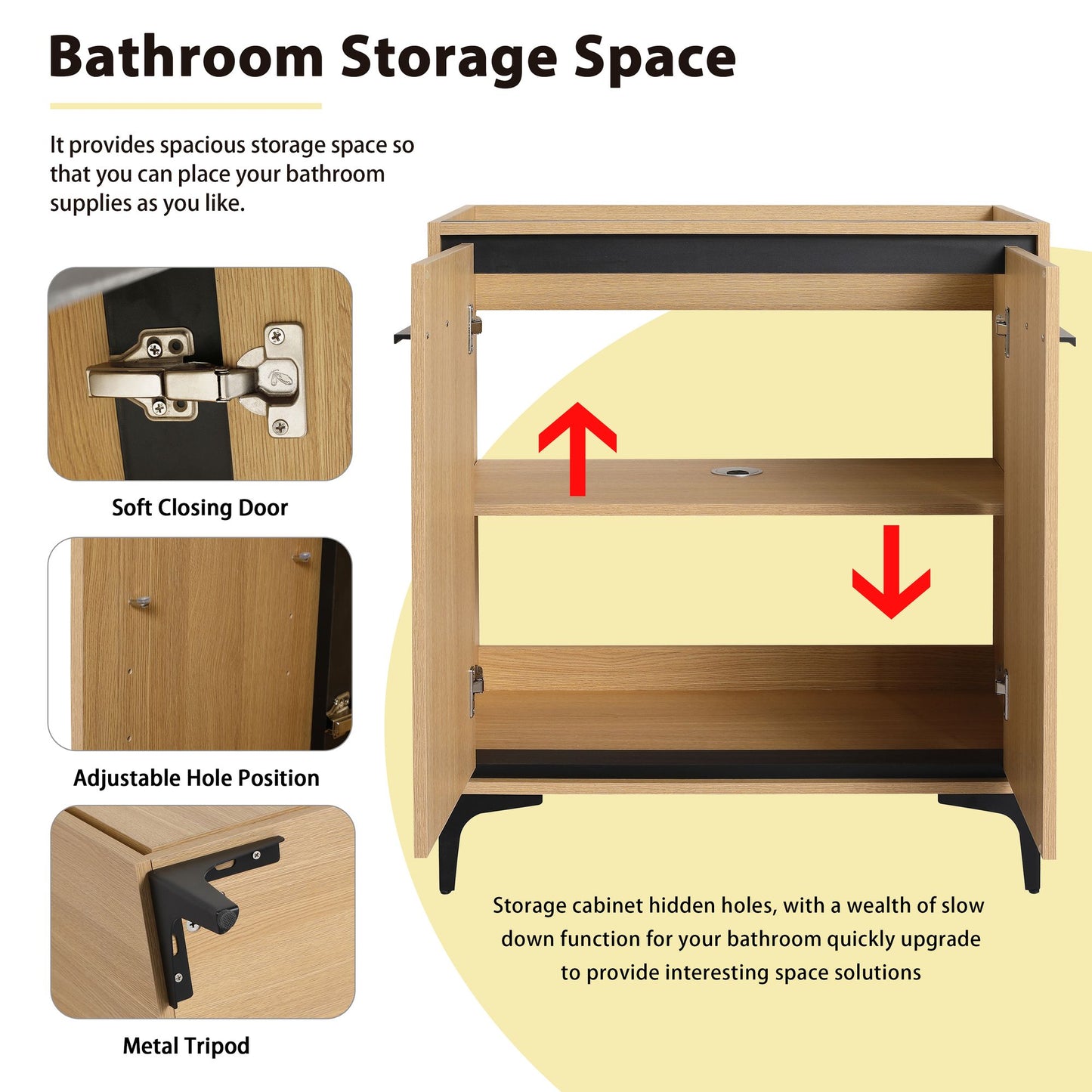30 Inch(29 5/16'') Bathroom Vanity Base without basin, Storage Cabinet with Doors, engineering wood image 10