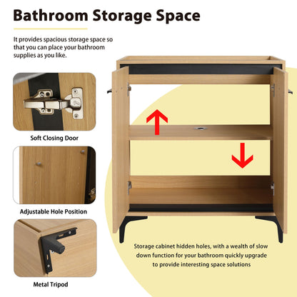 30 Inch(29 5/16'') Bathroom Vanity Base without basin, Storage Cabinet with Doors, engineering wood image 10