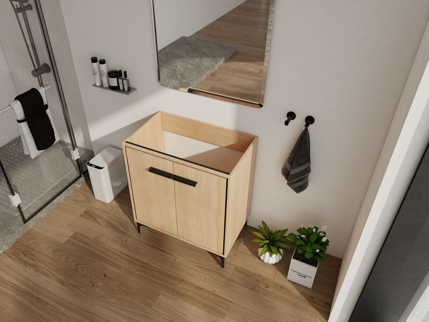 30 Inch(29 5/16'') Bathroom Vanity Base without basin, Storage Cabinet with Doors, engineering wood image 3