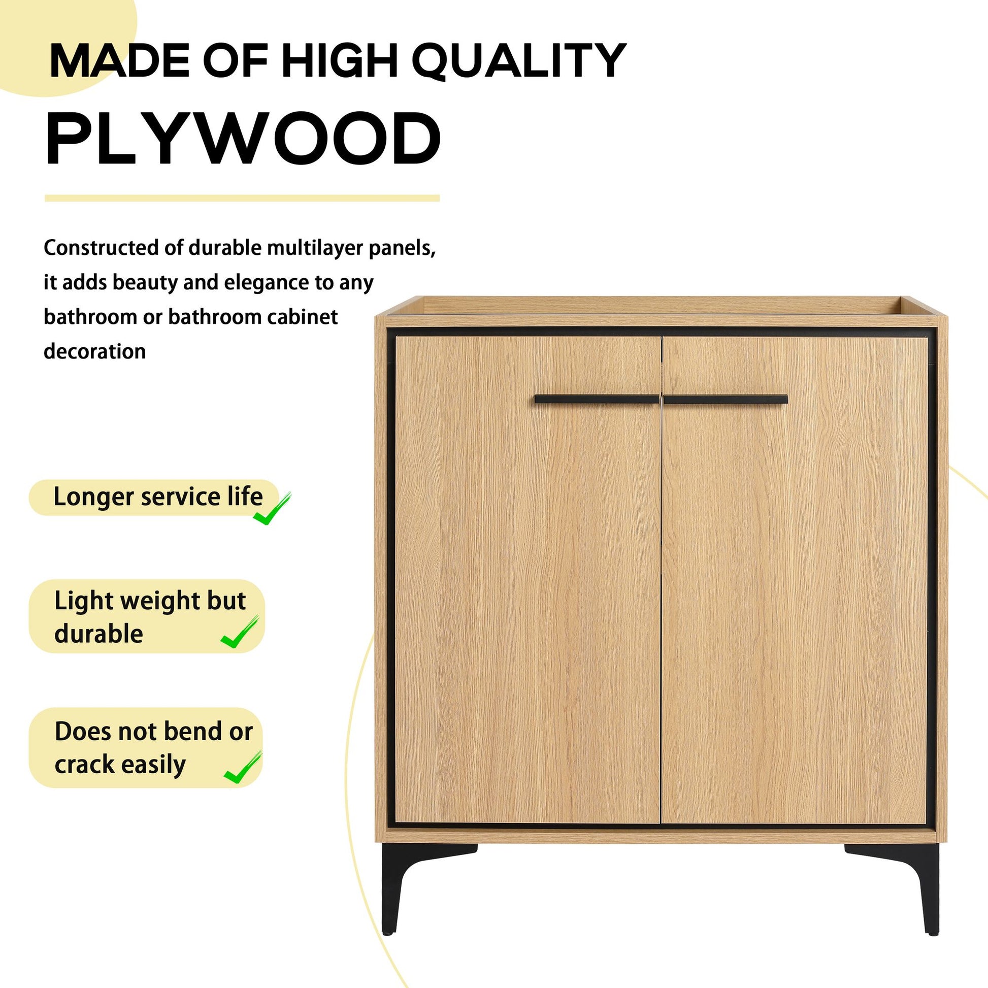 30 Inch(29 5/16'') Bathroom Vanity Base without basin, Storage Cabinet with Doors, engineering wood image 9