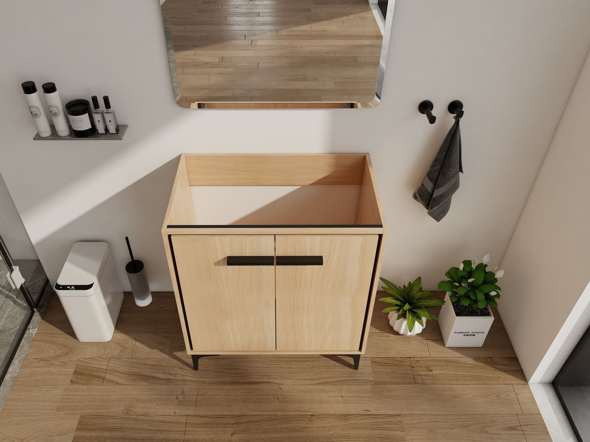 30 Inch(29 5/16'') Bathroom Vanity Base without basin, Storage Cabinet with Doors, engineering wood image 7