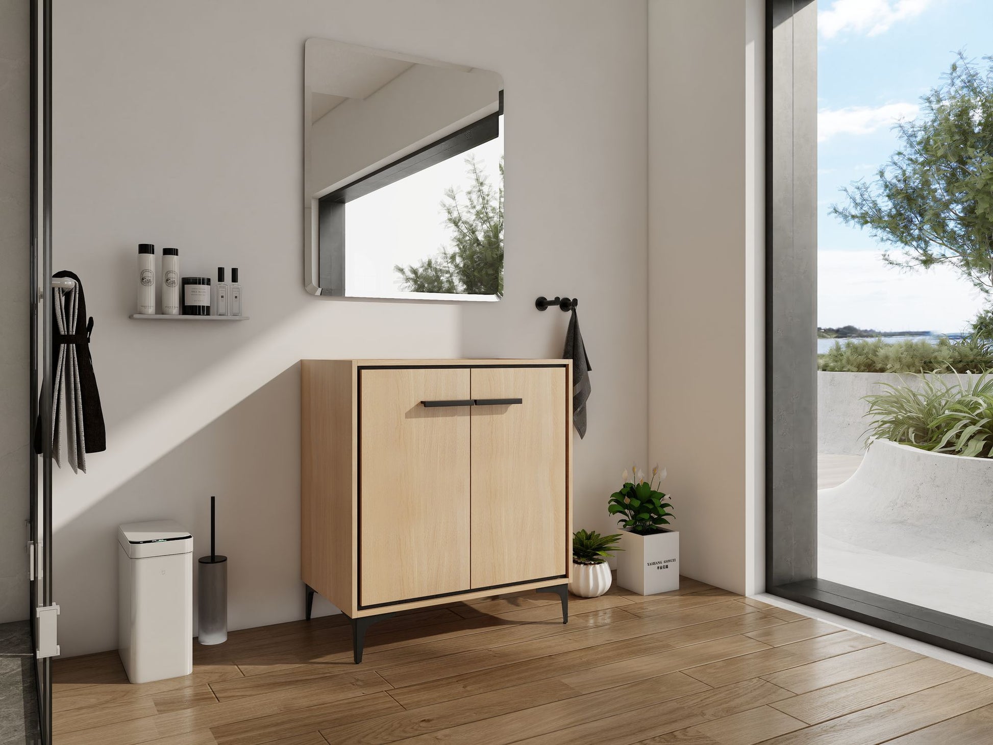 30 Inch(29 5/16'') Bathroom Vanity Base without basin, Storage Cabinet with Doors, engineering wood image 8