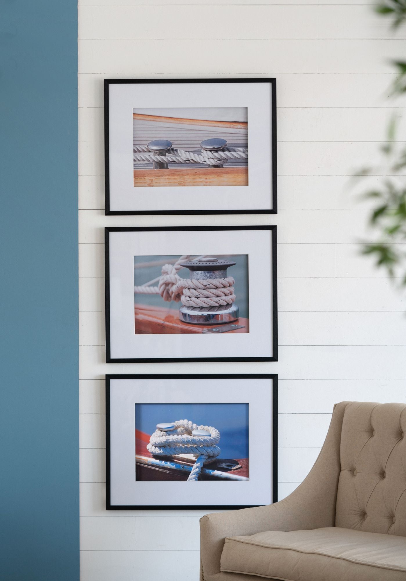 30" x 24" Boater Knots Wall Art with Black Frame, Wall Decor for Living Room Bedrrom Entryway Office, Set of 3 image 1