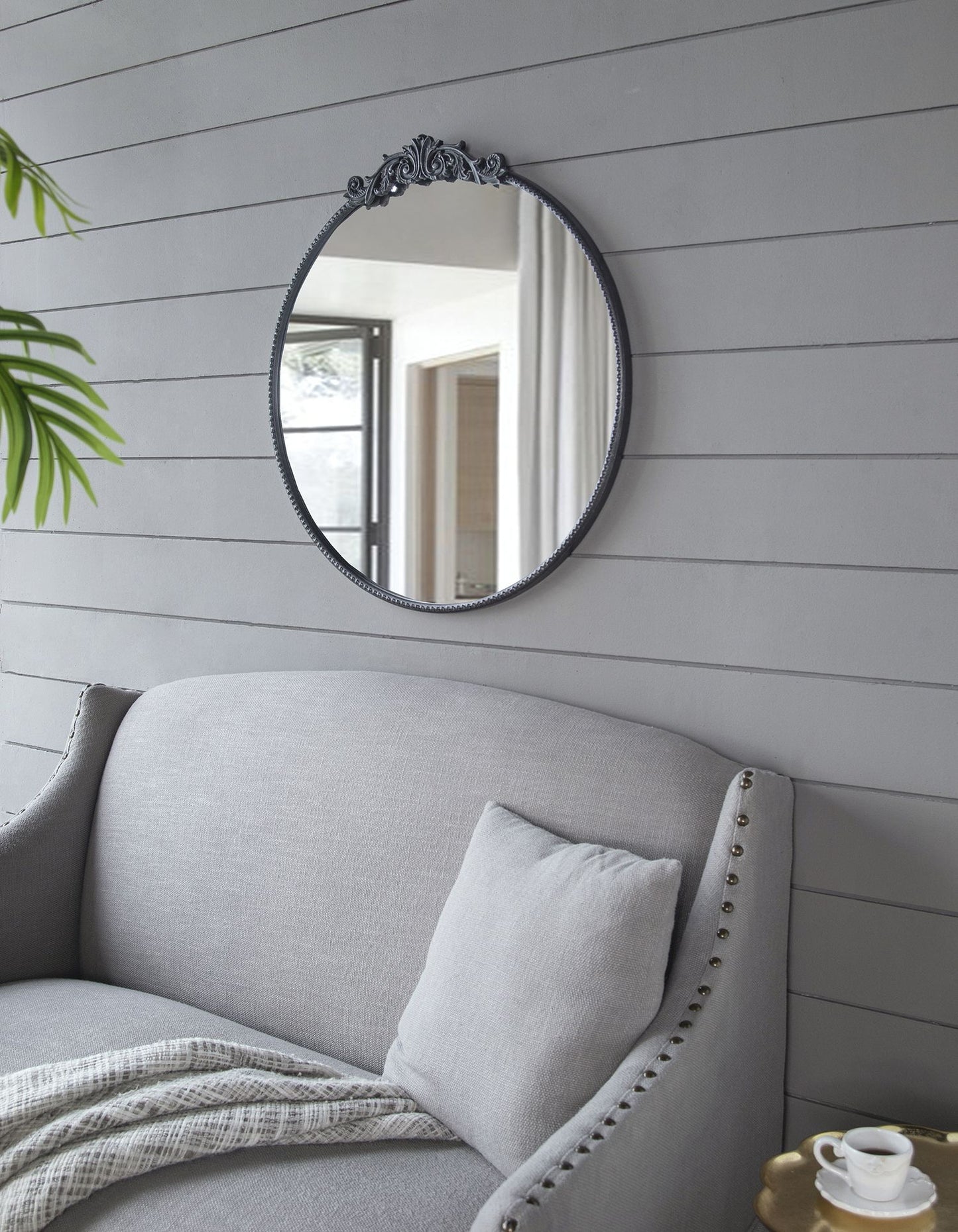30x32 inch round mirror black vintage style
