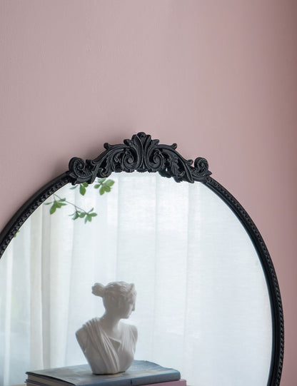 Console table mirror round black 30x32