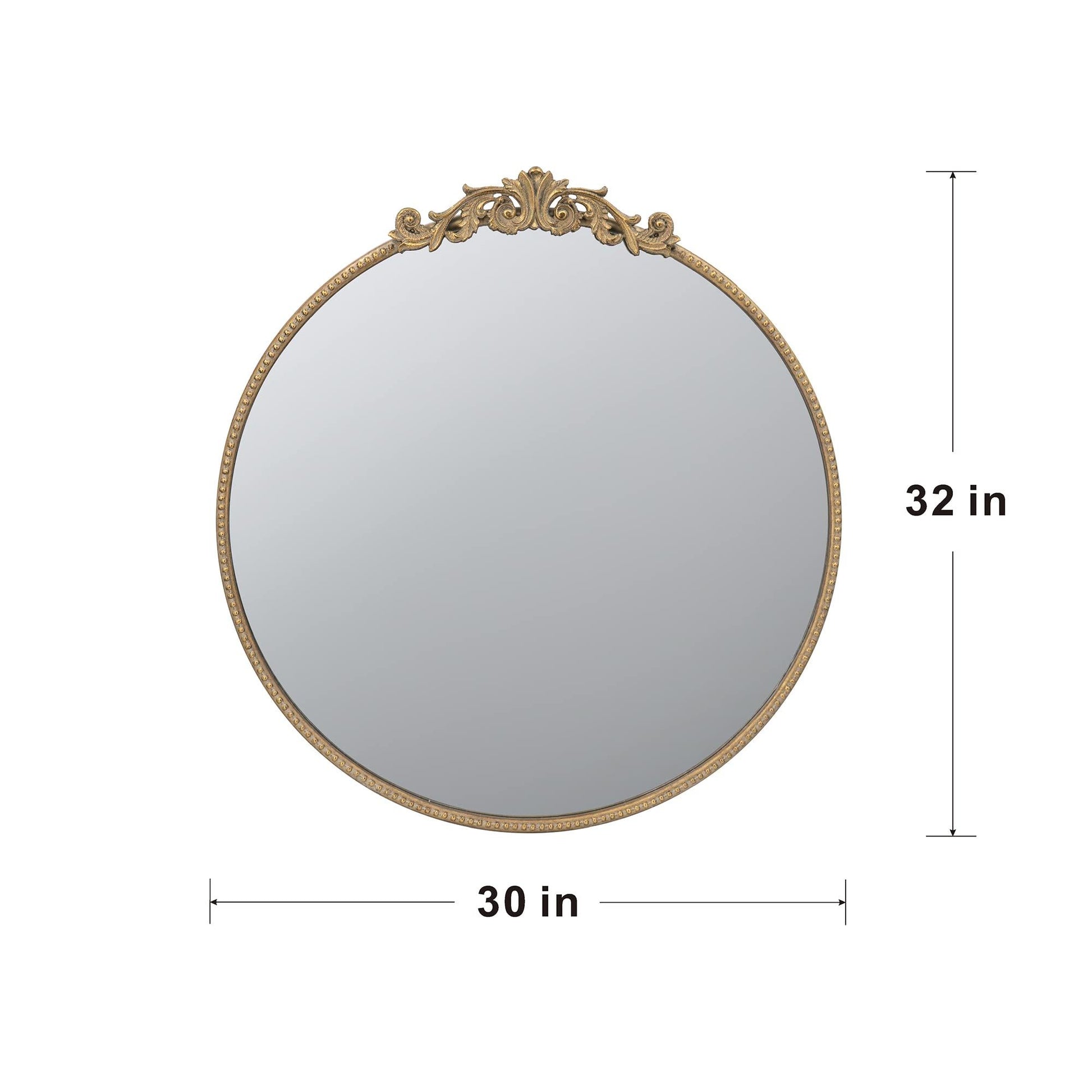 Round gold mirror with metal frame - full product