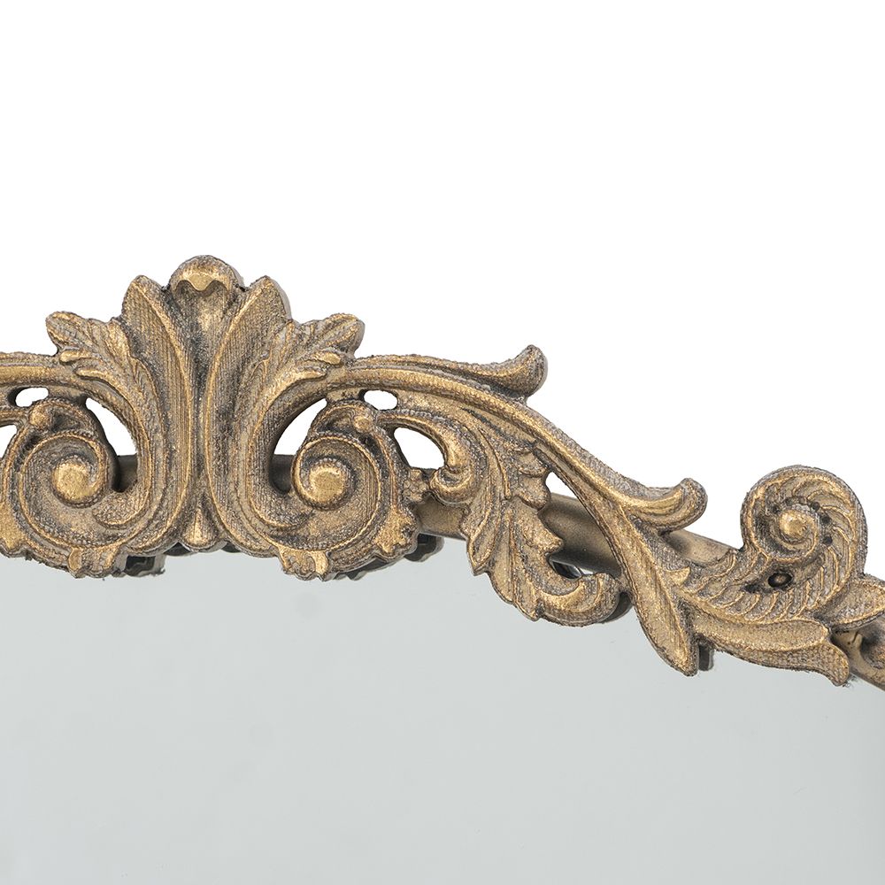 30x32 round gold mirror wall mounted - angled view