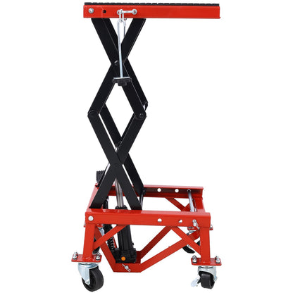 300 lbs Hydraulic Motorcycle Scissor Jack Lift Foot Step Wheels for Small Dirt Bikes,red color image 2