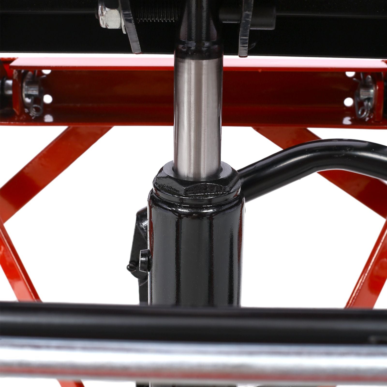 300 lbs Hydraulic Motorcycle Scissor Jack Lift Foot Step Wheels for Small Dirt Bikes,red color image 6