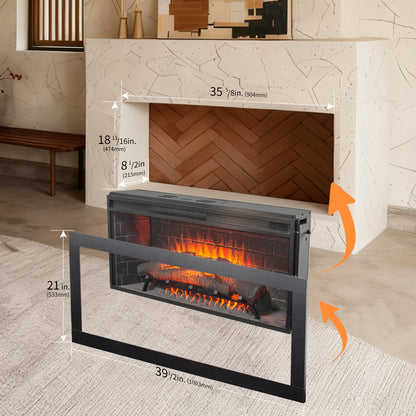 36 inch Infrared Electric Fireplace with Removable Trim kit Insert, Touch Panel Home Decor Heater image 7