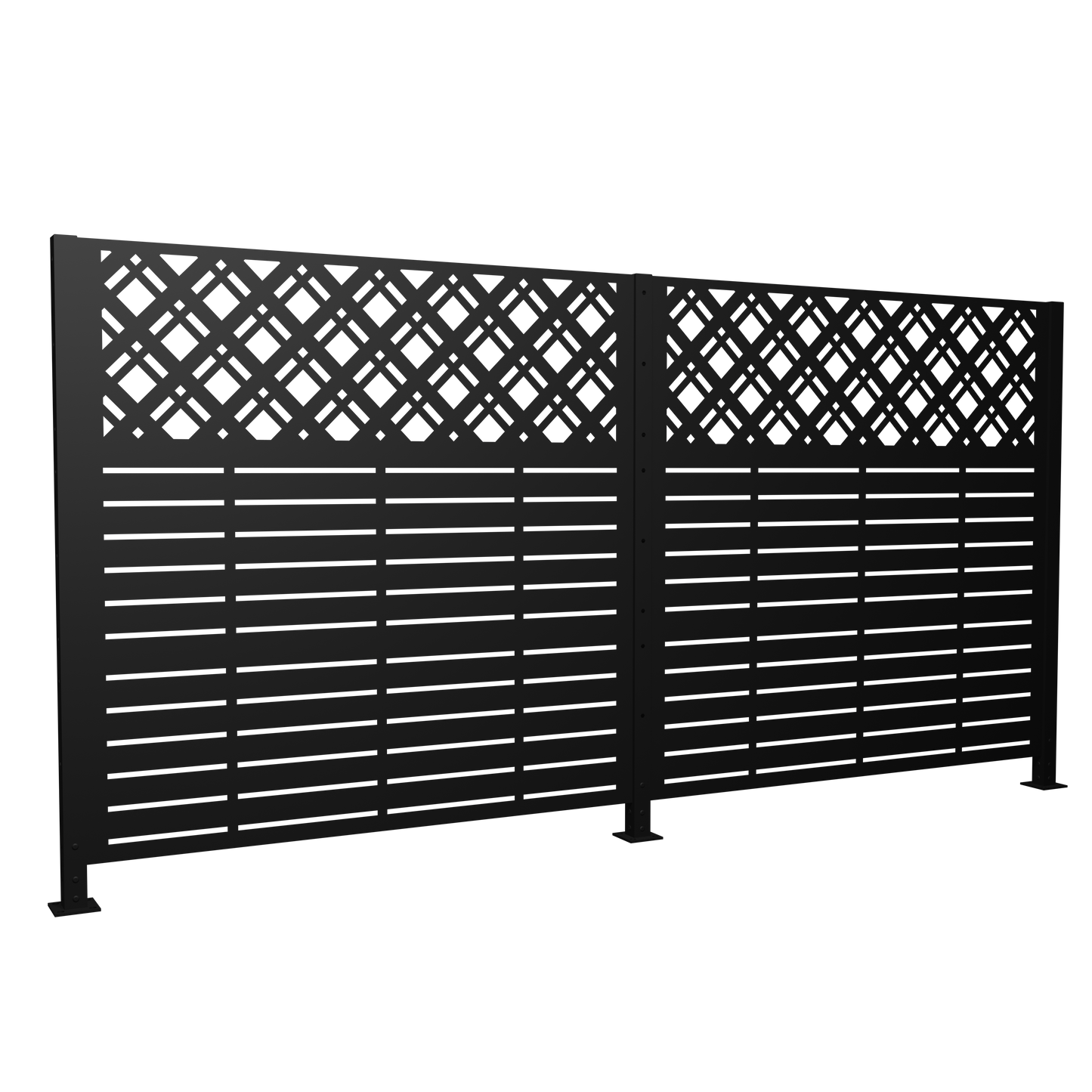 W48'' x H47.3'' x 2 Panels Metal Privacy Screen, Outdoor Privacy Panels, Trash Can Enclosure, Air Conditioner Fence, Pool Equipment Enclosure, Backyard Fencing, Rhombus Black image 10